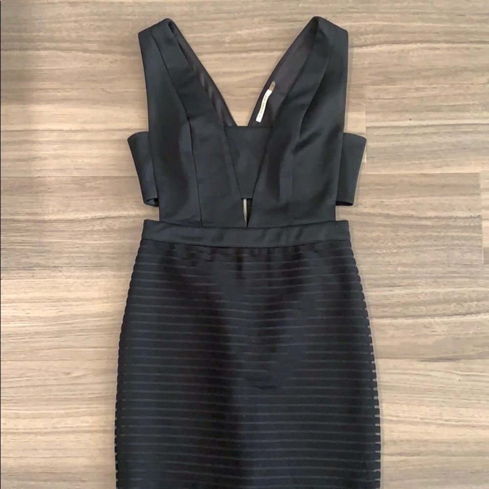 cut out black midi dress